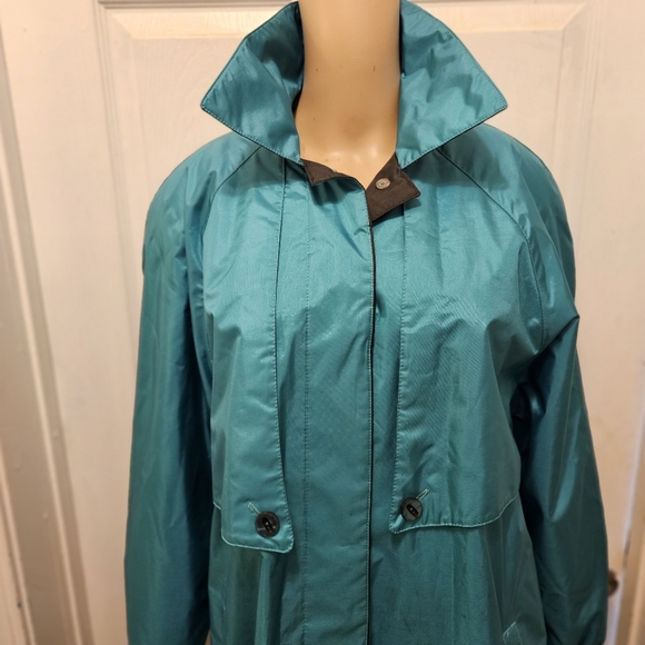 Vintage 80's Teal Trench/Rain Coat Chiango by Fleet Street Sz 10P - Picture 3 of 15